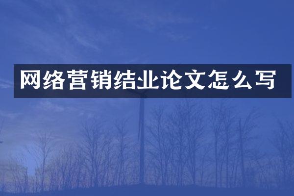 网络营销结业论文怎么写
