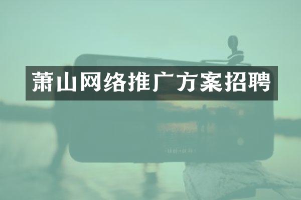 萧山网络推广方案招聘