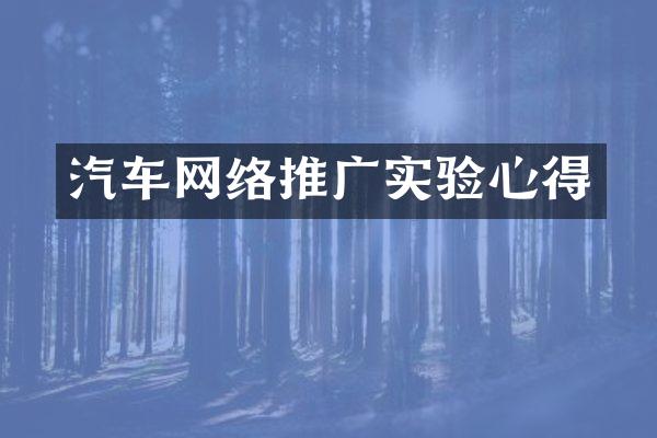 汽车网络推广实验心得