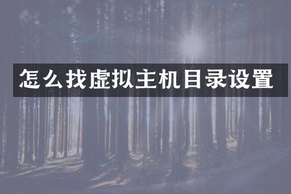 怎么找虚拟主机目录设置