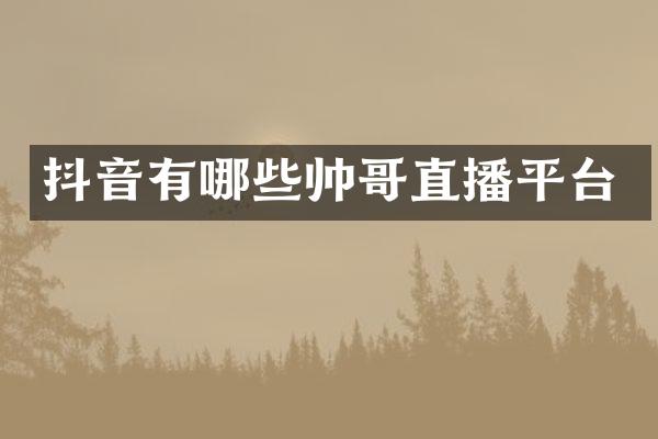 抖音有哪些帅哥直播平台