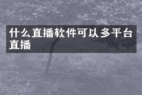 什么直播软件可以多平台直播