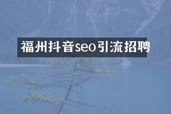 福州抖音seo引流招聘