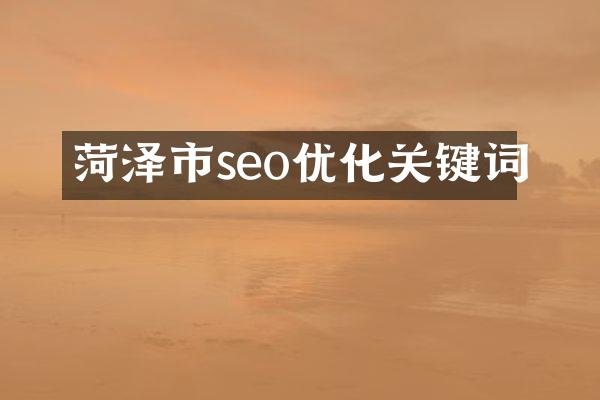菏泽市seo优化关键词