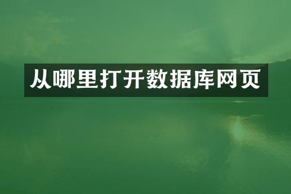从哪里打开数据库网页