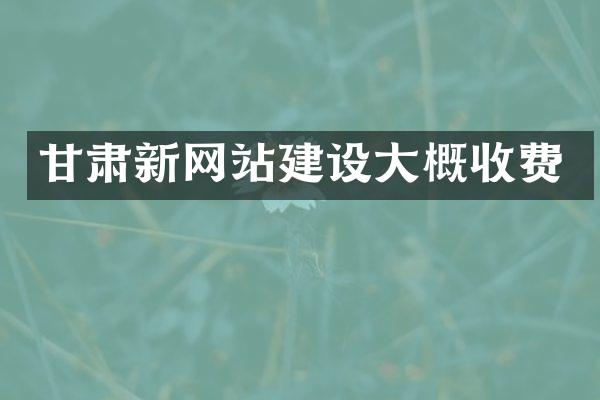 甘肃新网站建设大概收费