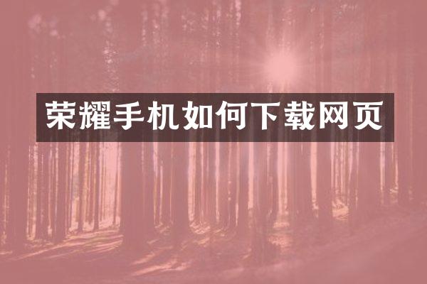 荣耀手机如何下载网页