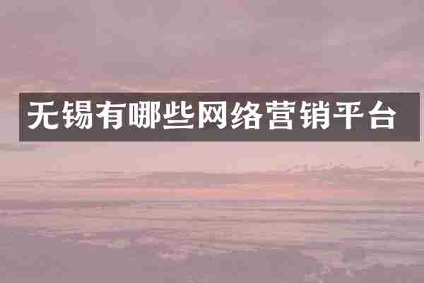 无锡有哪些网络营销平台