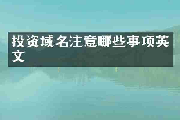 投资域名注意哪些事项英文