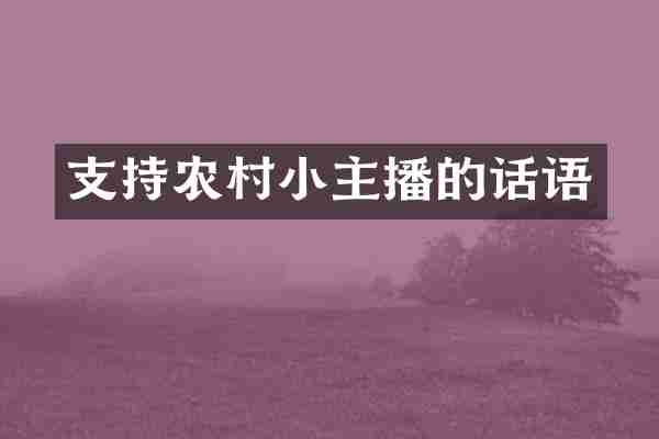 支持农村小主播的话语