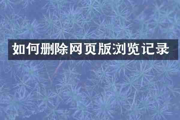 如何删除网页版浏览记录