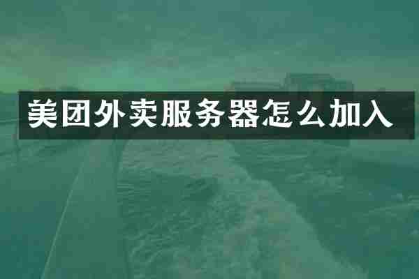 美团外卖服务器怎么加入