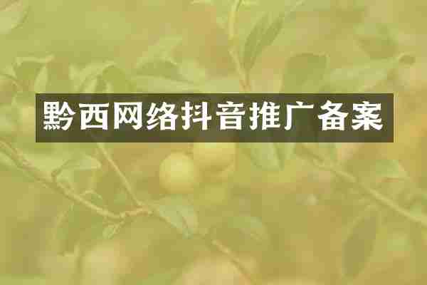 黔西网络抖音推广备案