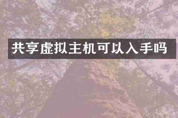 共享虚拟主机可以入手吗