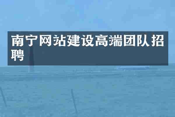 南宁网站建设高端团队招聘