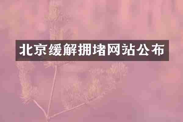 北京缓解拥堵网站公布