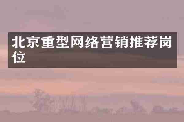 北京重型网络营销推荐岗位