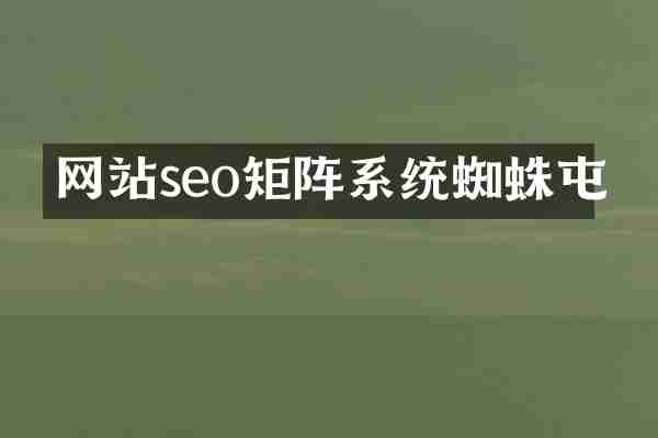 网站seo矩阵系统蜘蛛屯
