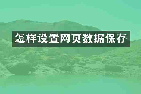 怎样设置网页数据保存