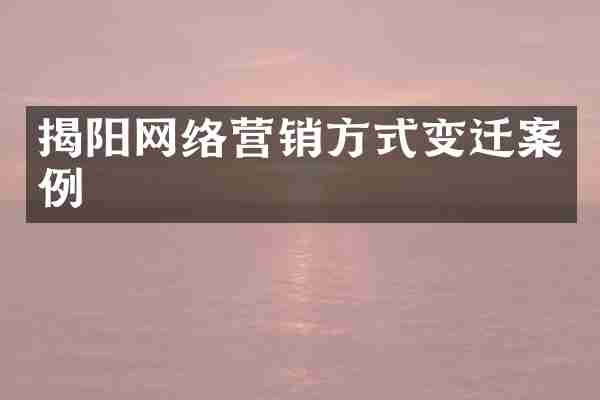 揭阳网络营销方式变迁案例