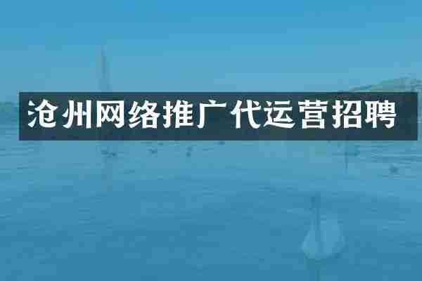 沧州网络推广代运营招聘