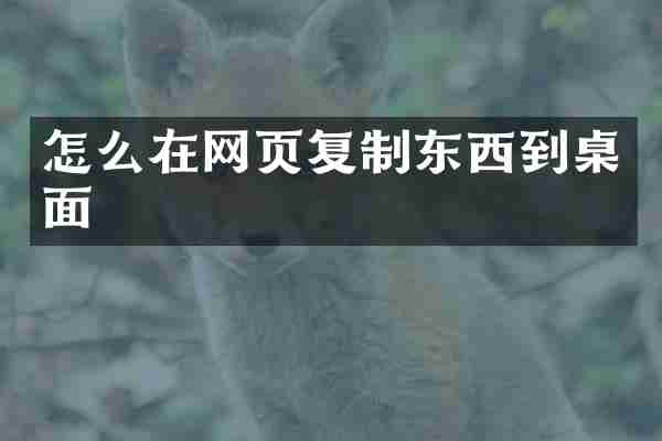 怎么在网页复制东西到桌面