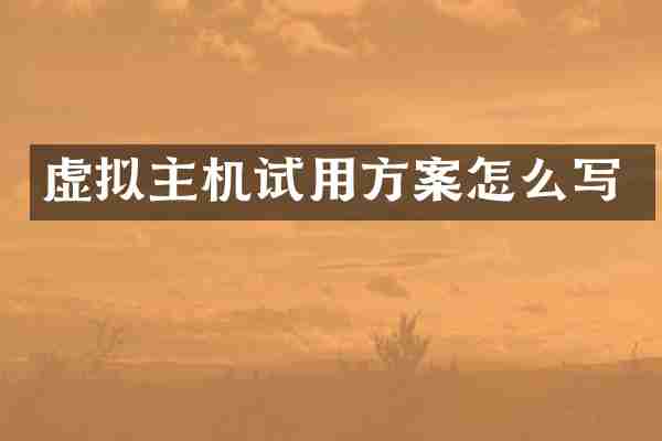 虚拟主机试用方案怎么写