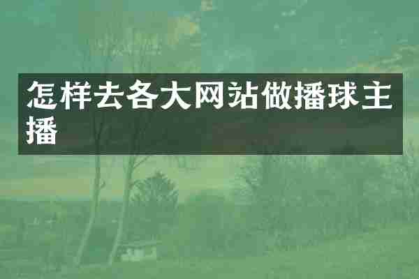 怎样去各大网站做播球主播