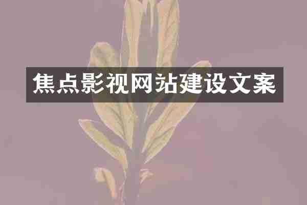 焦点影视网站建设文案