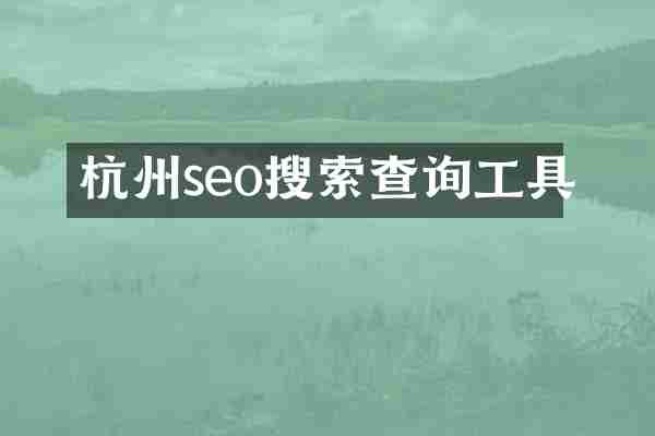 杭州seo搜索查询工具