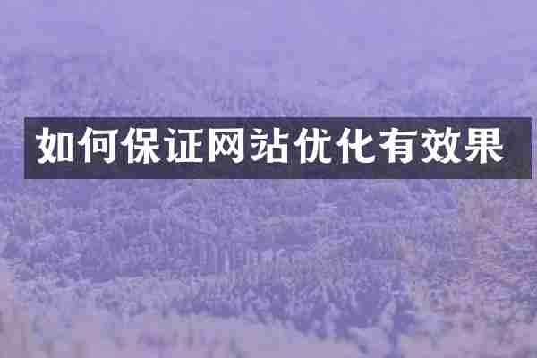 如何保证网站优化有效果