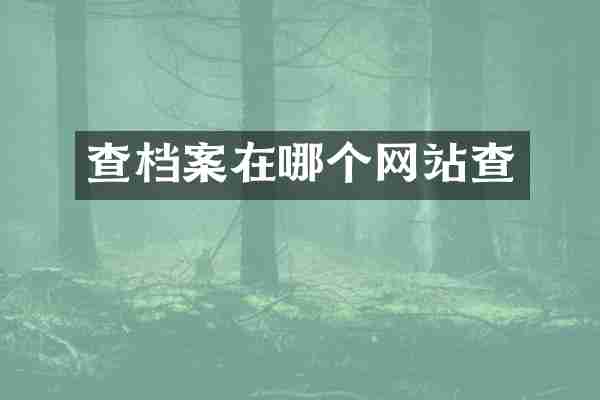查档案在哪个网站查