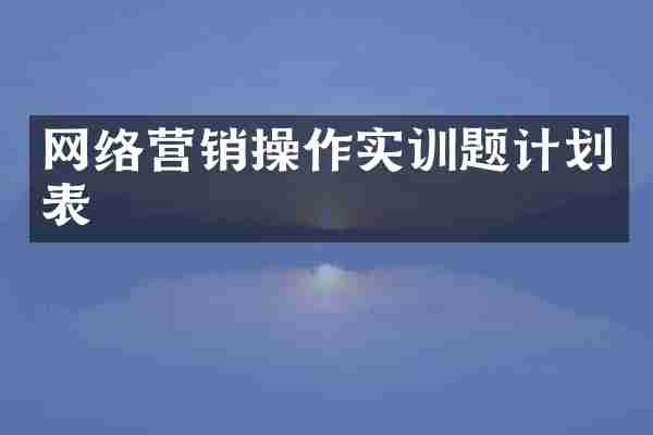 网络营销操作实训题计划表