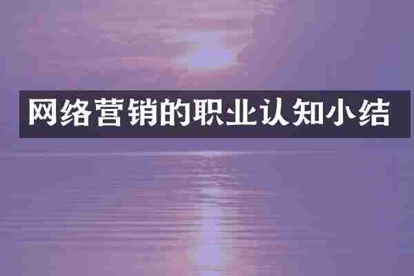 网络营销的职业认知小结