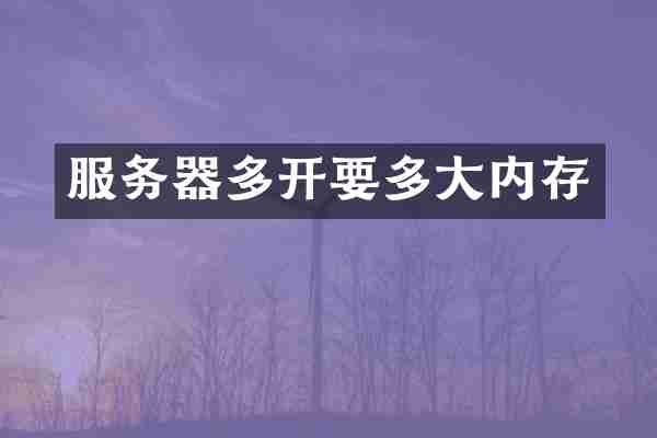 服务器多开要多大内存