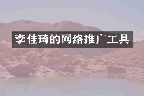 李佳琦的网络推广工具
