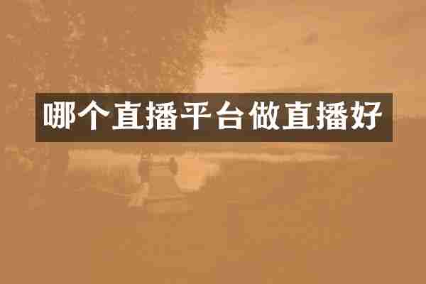 哪个直播平台做直播好