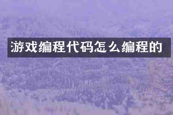游戏编程代码怎么编程的