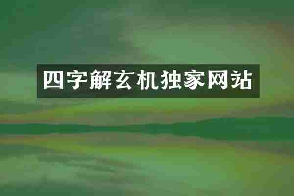 四字解玄机独家网站