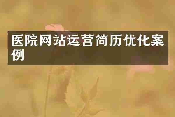 医院网站运营简历优化案例