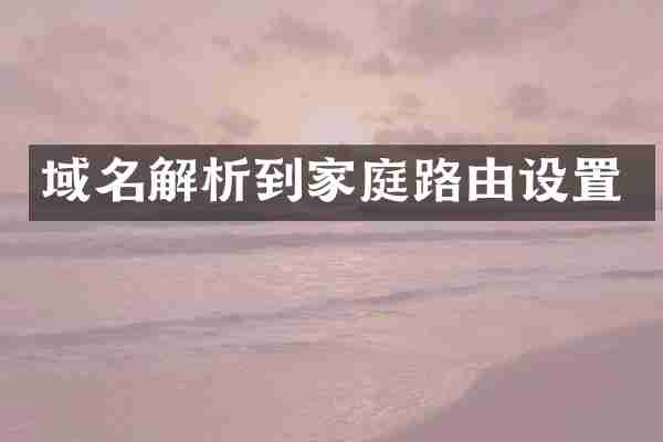 域名解析到家庭路由设置
