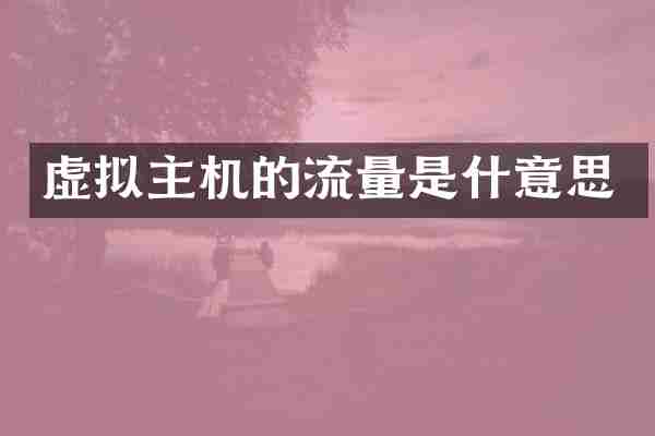 虚拟主机的流量是什意思