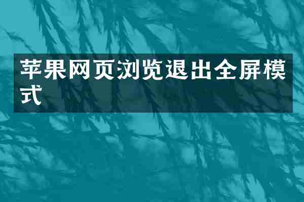 苹果网页浏览退出全屏模式