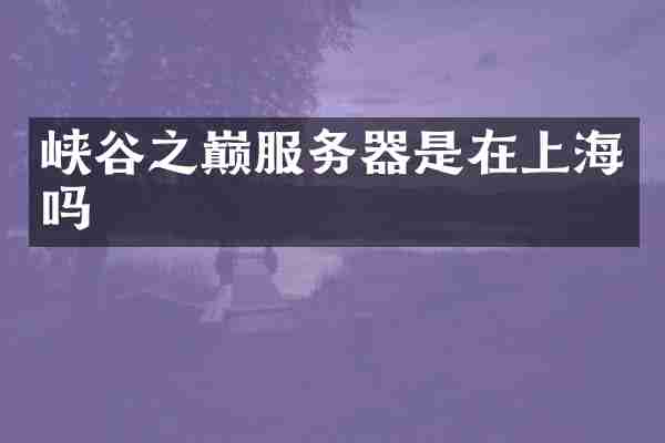 峡谷之巅服务器是在上海吗
