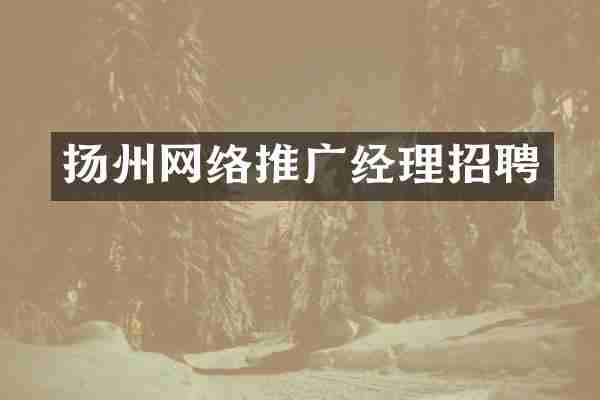 扬州网络推广经理招聘