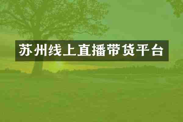 苏州线上直播带货平台