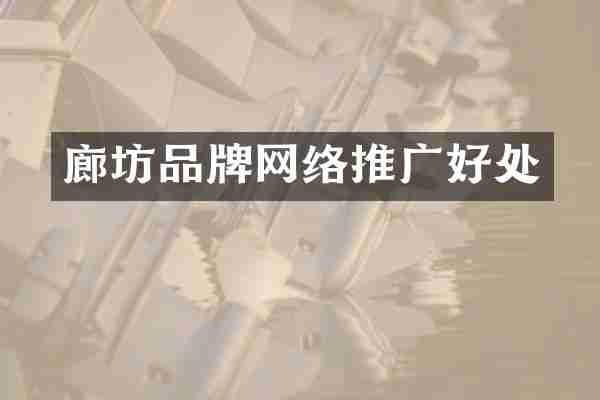 廊坊品牌网络推广好处