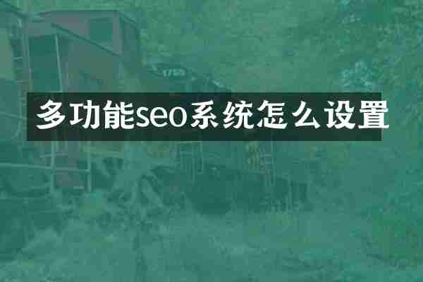 多功能seo系统怎么设置