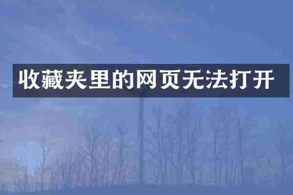 收藏夹里的网页无法打开