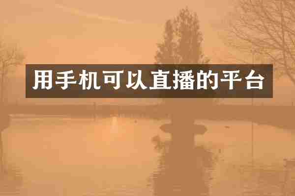 用手机可以直播的平台